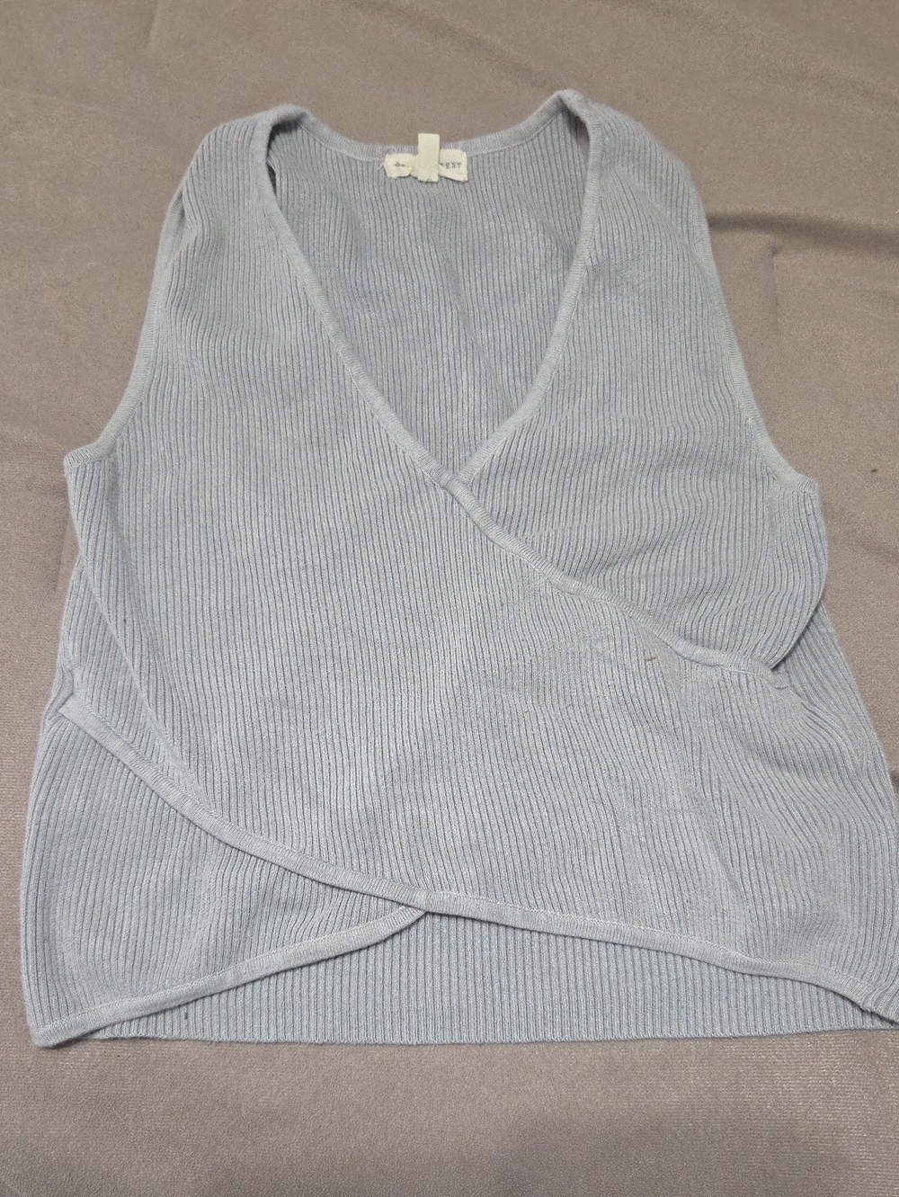 Light Gray Ribbed Wrap Front Tank